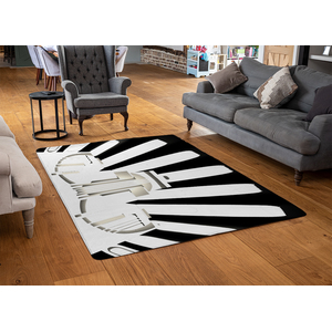 Art Deco Skyscraper In Black  White Designer Rug