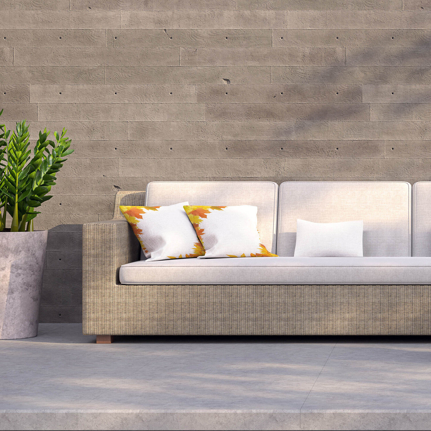 Yellow Autumn Border Outdoor Cushion - Orange / 60cm