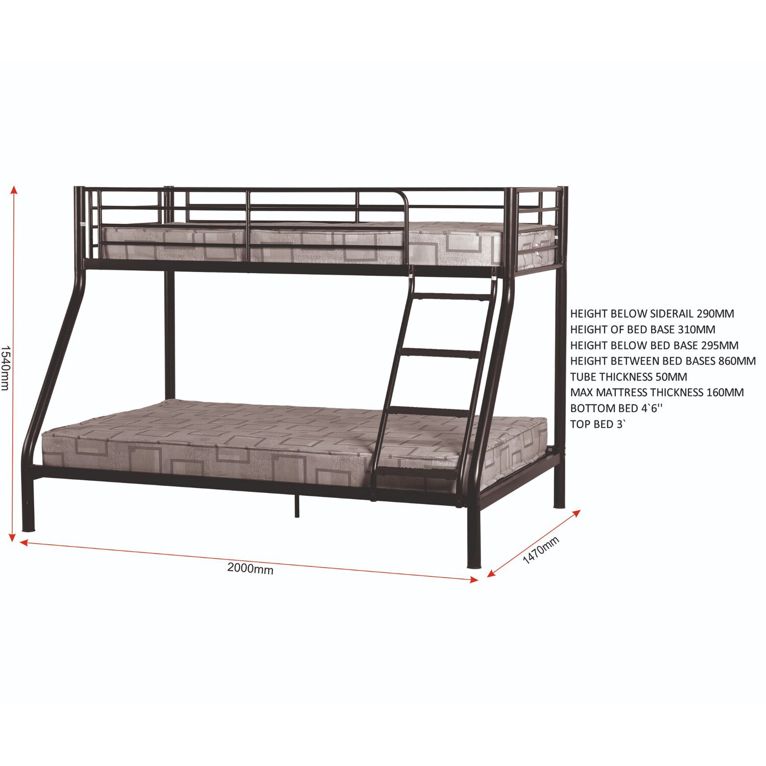 Tandi Triple Sleeper Bunk Bed - Silver