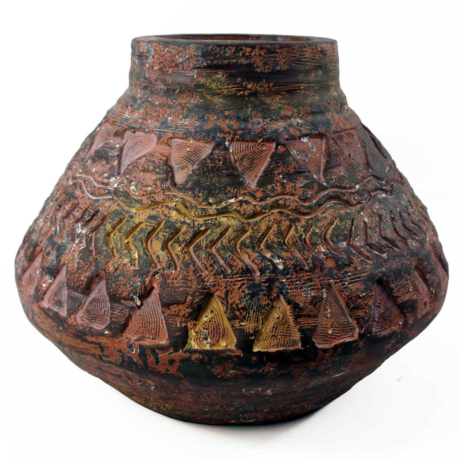 Leaf Aztec Rustic Large Planter - Brown