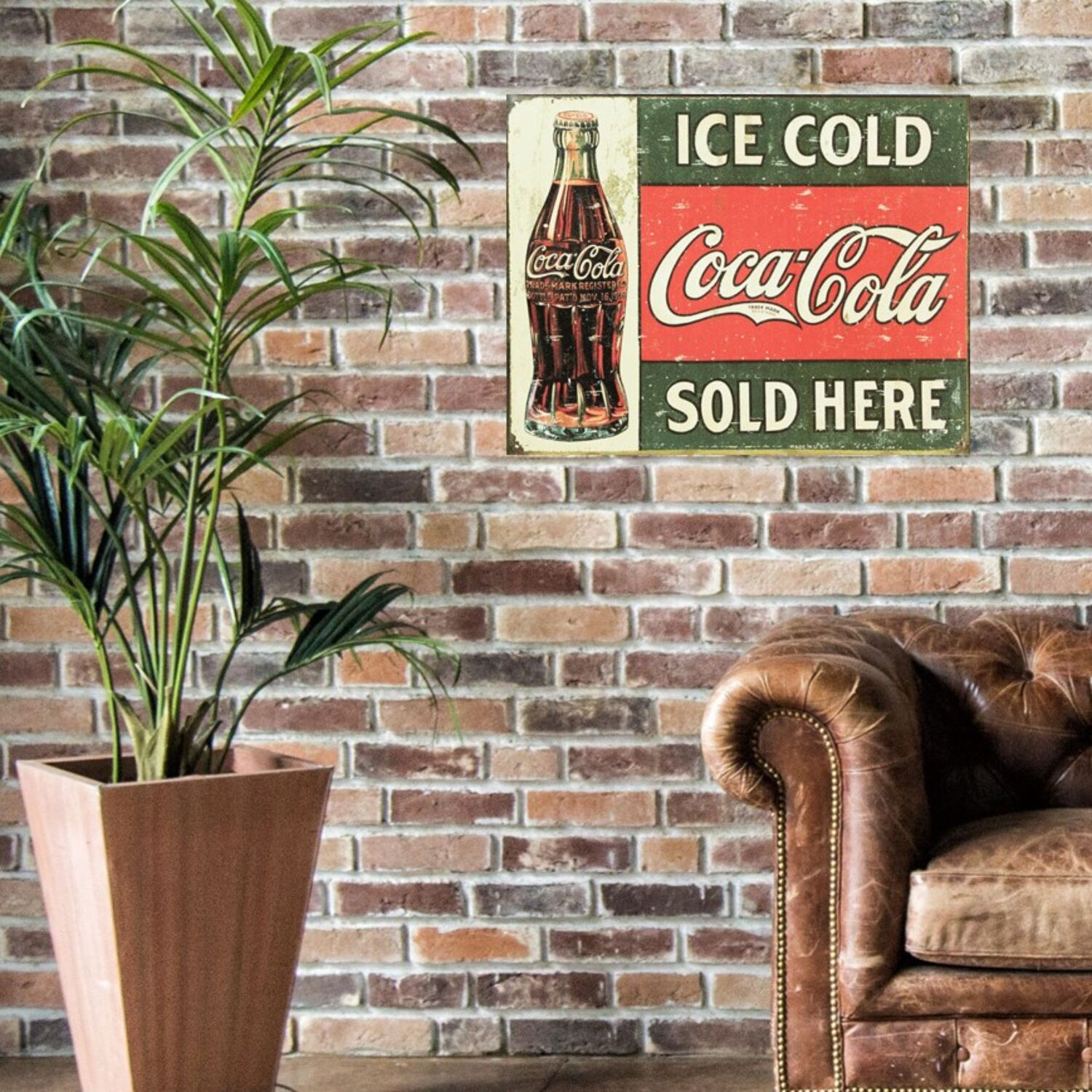 Inspire Home Dcor - Large Metal Sign Ice Cold Coca Cola - Multi thumbnail