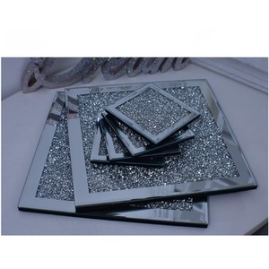 Set Of 6 Coasters  Placemats Crushed Crystal Diamond Silver Mirrored
