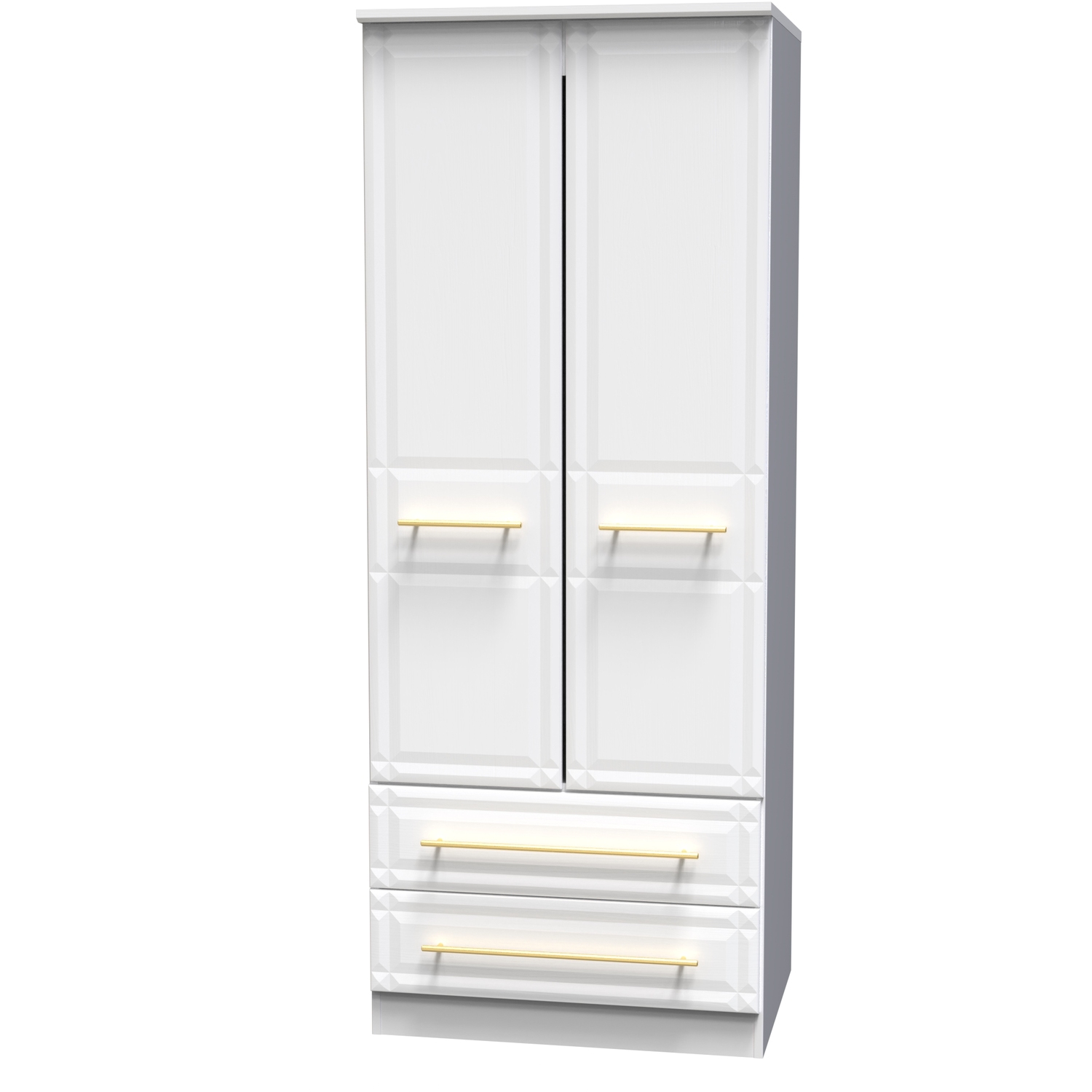 Faye Ready Assembled Tall 2 Drawer Wardrobe - White Ash