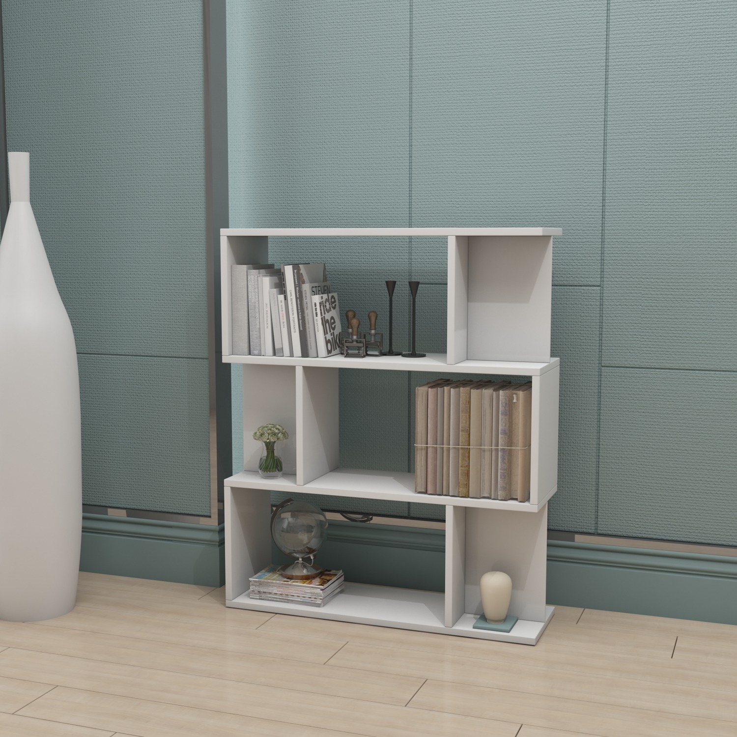 SSB Furniture - Bossy Short Bookcase - White thumbnail