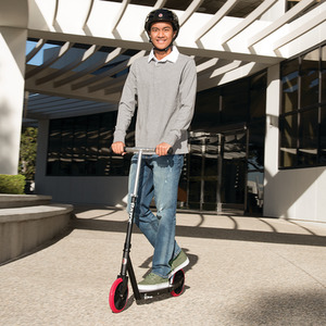 Razor Carbon Lux Kick Scooter, Spoked Large Wheels, Folding Scooter