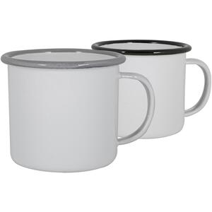 130ml White Enamel Espresso Cups 4 BlackGrey