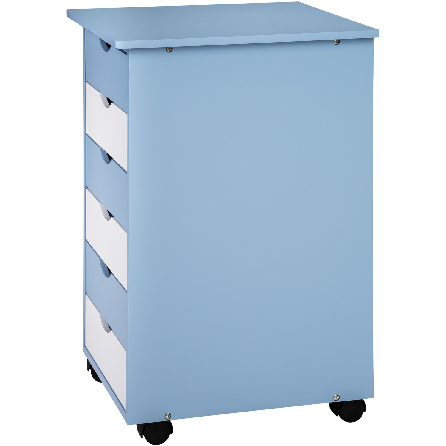 Height-adjustable Desk With Filing Cabinet - Blue