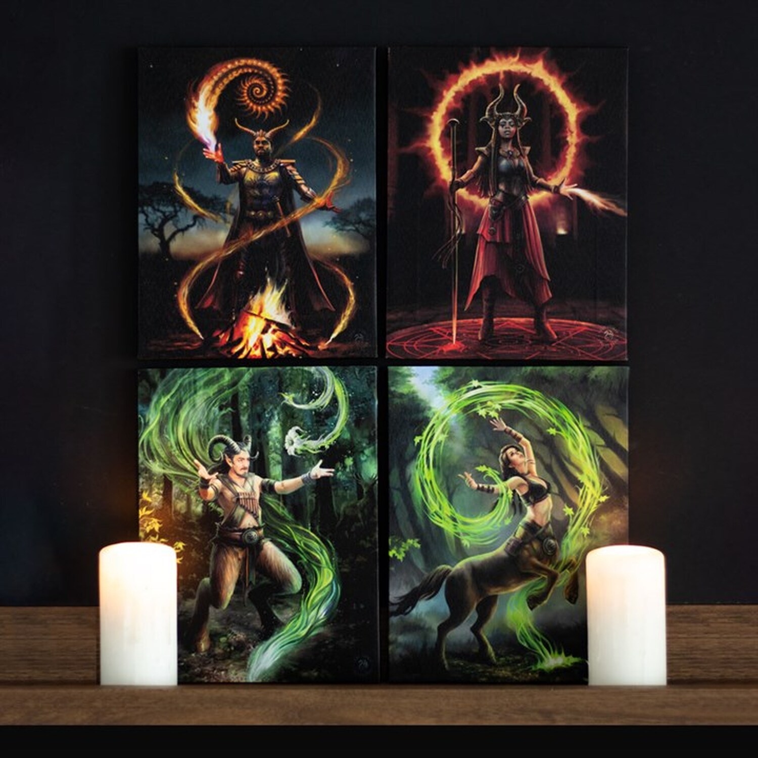 All Element Wizard Fire Element Wizard Canvas Plaque by Anne Stokes