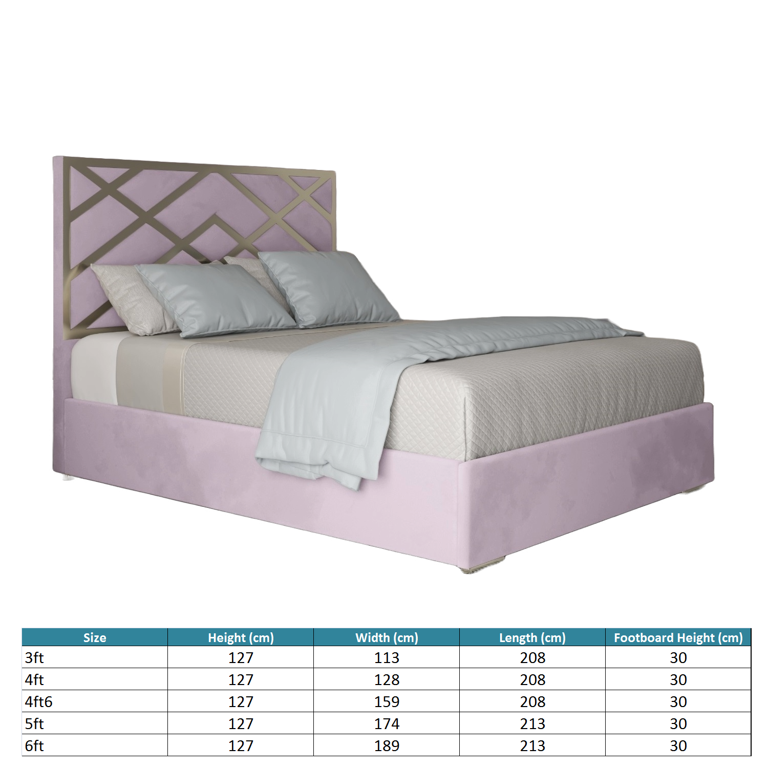 Mayfair Upholstered Soft Velvet Metal Bed Frame - Pink Double