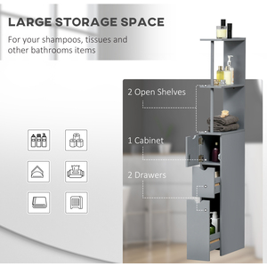 Grey HOMCOM Tall Bathroom Cabinet Bathroom Storage Cabinet with Drawers shot 4364765