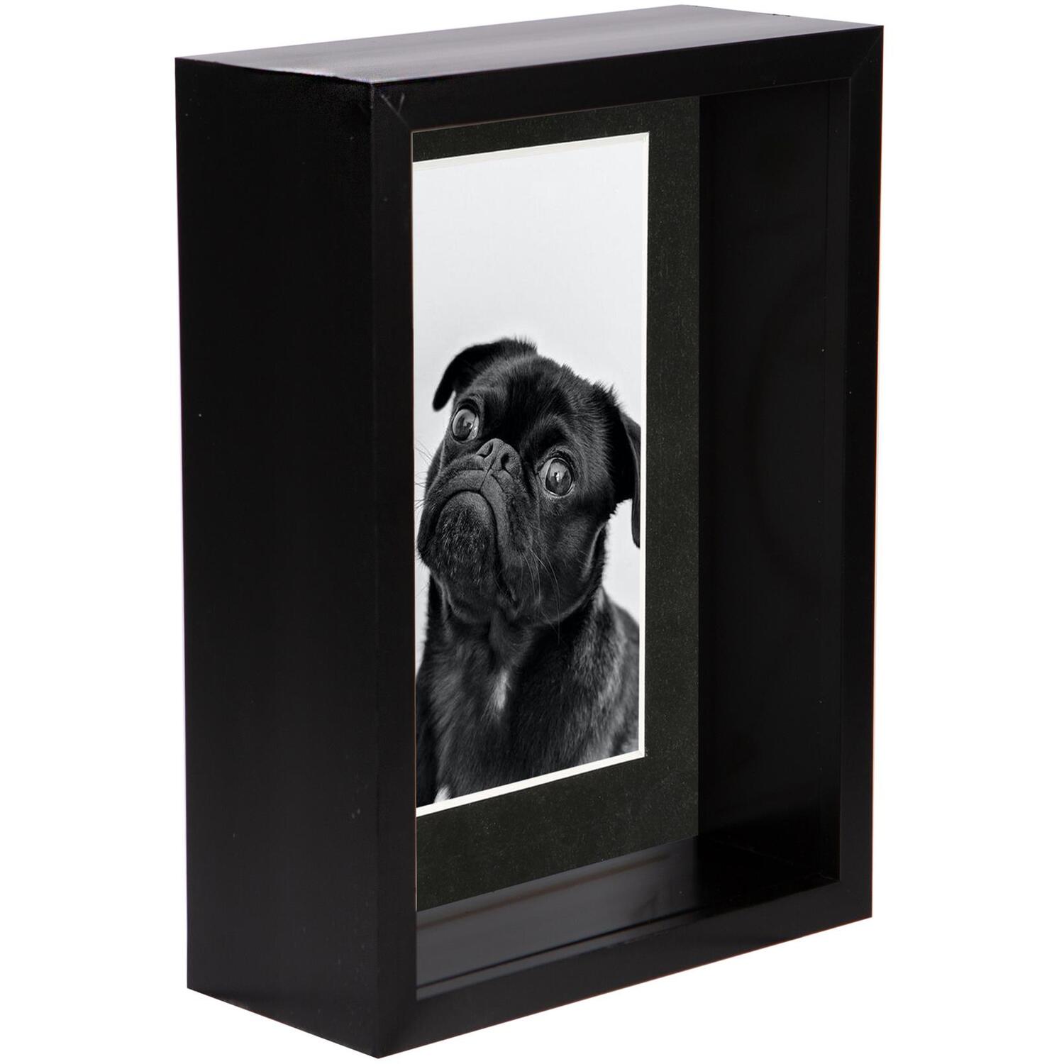 5" x 7" 3D Deep Box Photo Frame - 4" x 6" Mount - Black/Black / 18cm