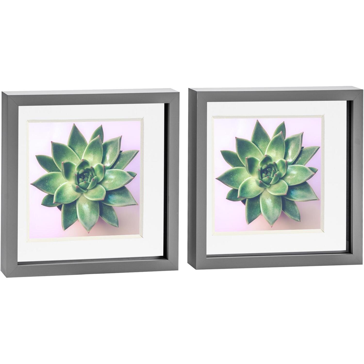 3D Box Photo Frame - 10x10" with 8x8" Mount - Pack of 2 - Grey