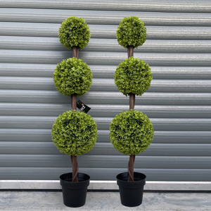 Pair of Green Triple Ball Topiary Trees
