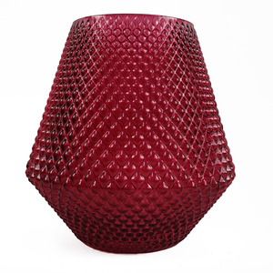 Diamond Embossed Pink Glass Vase