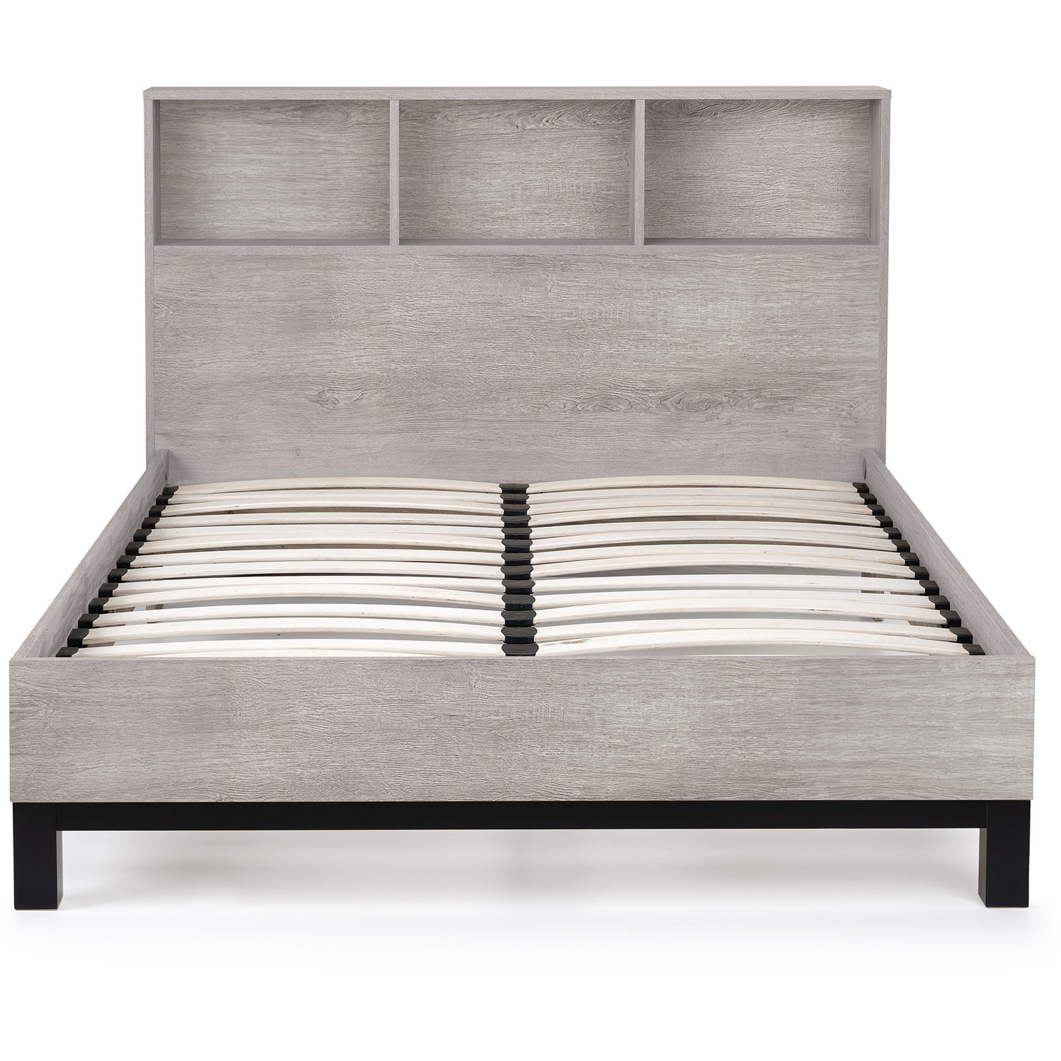 Bali Bookcase Headboard Bed - Grey Oak King