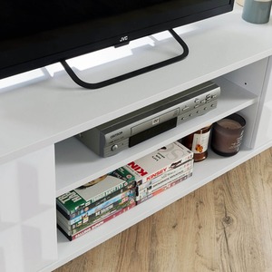 White Home Source Siena 2 Door High Gloss TV Stand Storage Unit shot 5082929