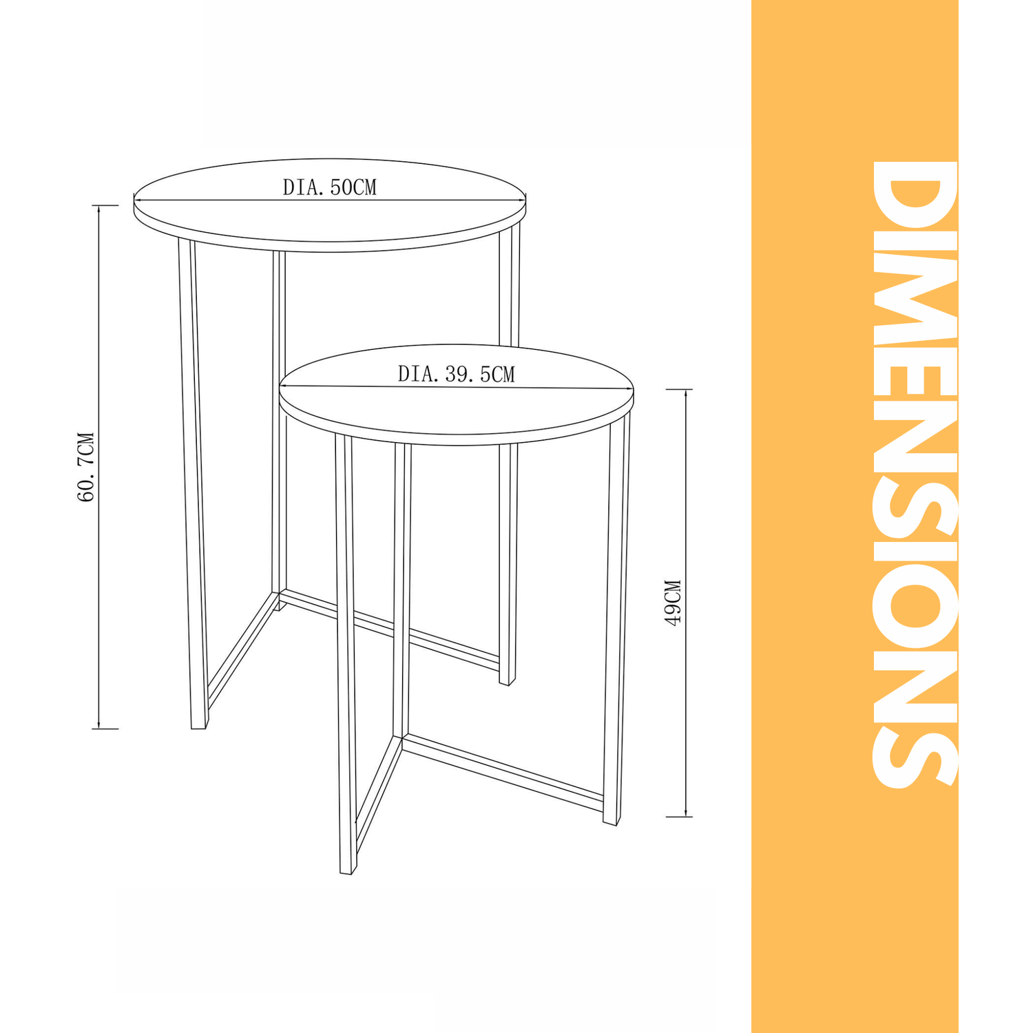 Nesting Table Base Set Of 2 Round Nesting Tables With Triangular Base