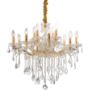 Florian  12 Light Crystal Chandelier Gold Finish, E14