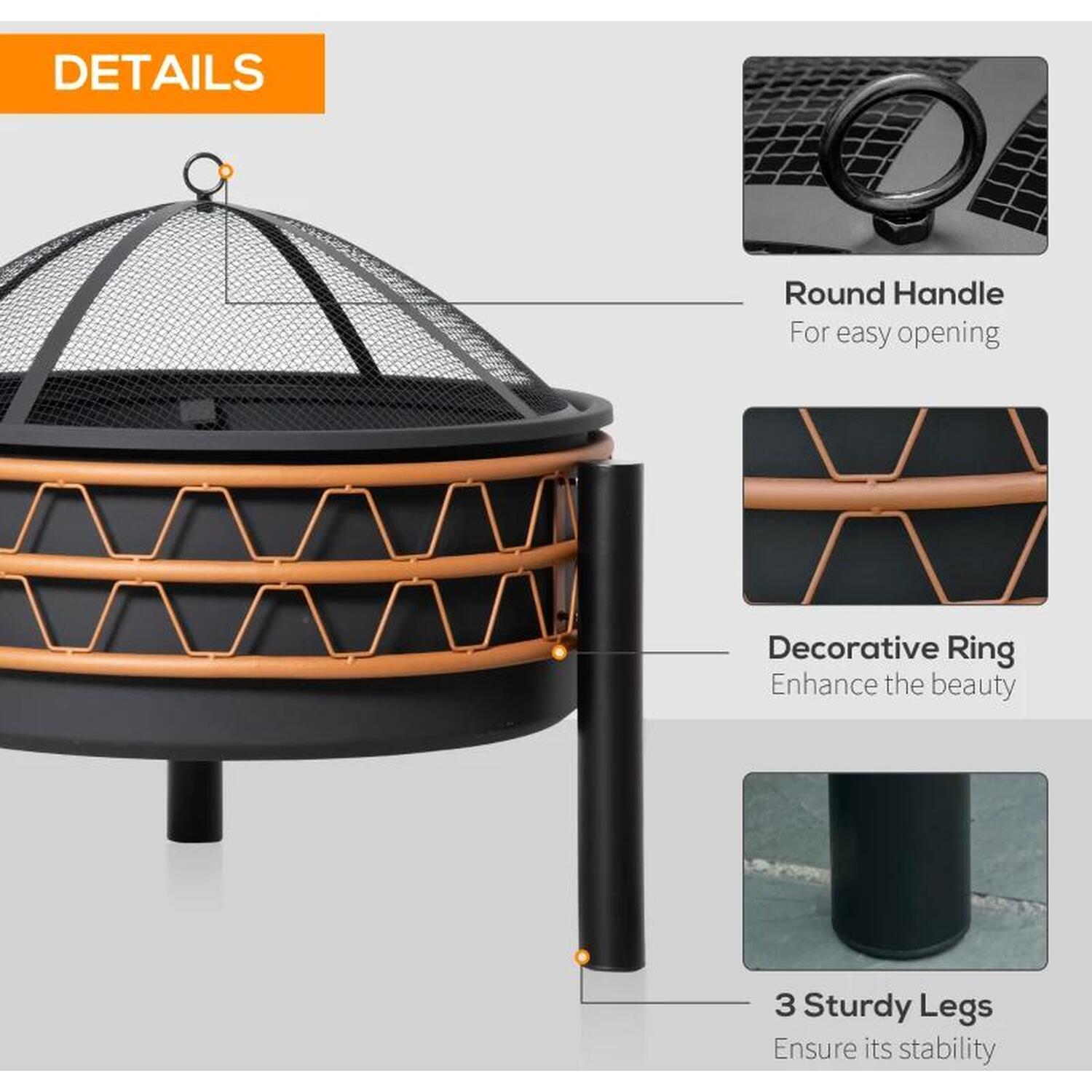 Modena Metal Modena Outdoor Fire Pit Metal Round Charcoal Log Wood Burner