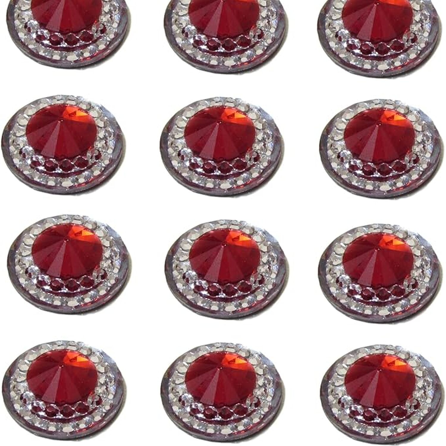40 x Self Adhesive Round Diamante Rhinestones Gems Red