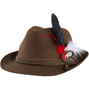 German Hat With Feather In Brown