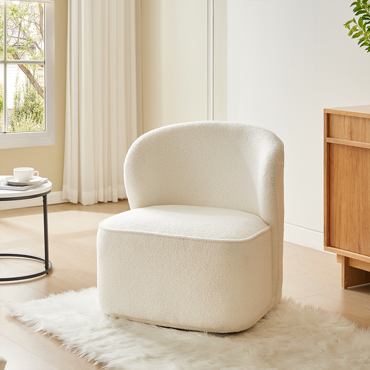 Upholstered Sherpa Swivel Chair
