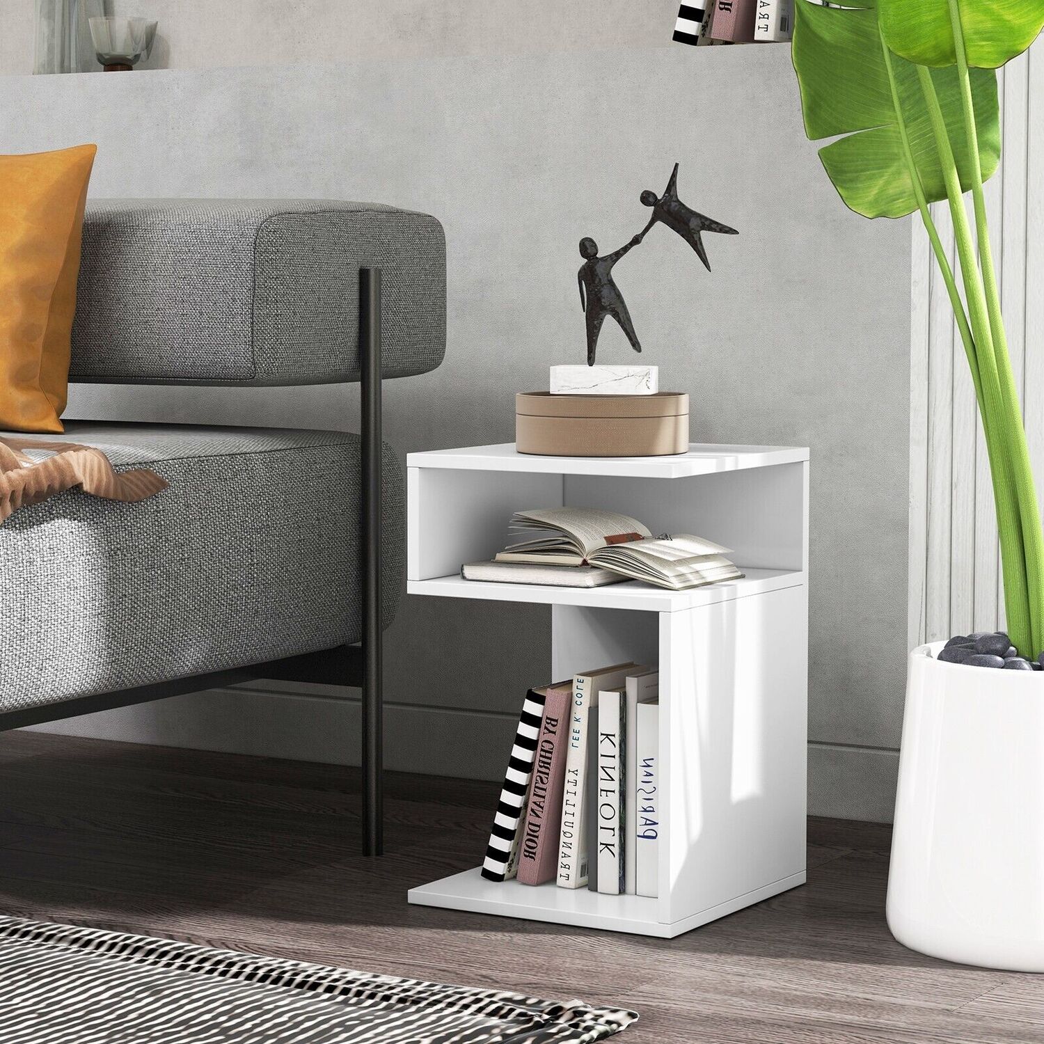 Narrow Sofa Side Table - White