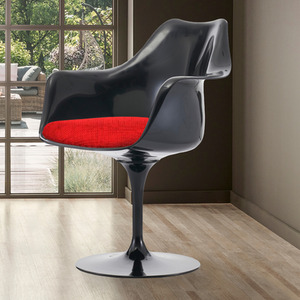 Black Tulip Armchair with Textured Cushion