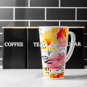 Abstract Fall Pattern In Bright Autumn Colours Latte Mug