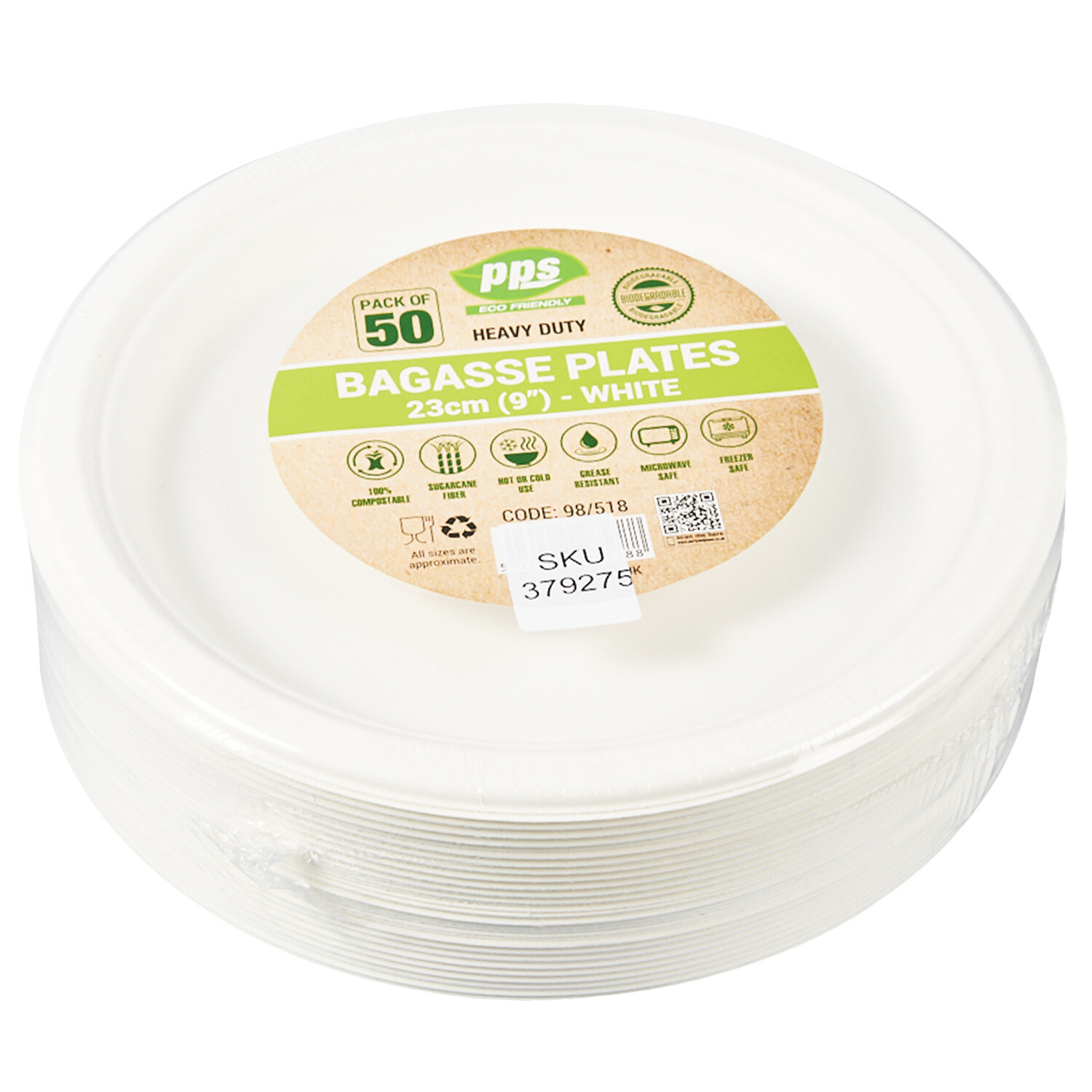 Image of Pack of 50 Bagasse Plates 23cm&hellip;