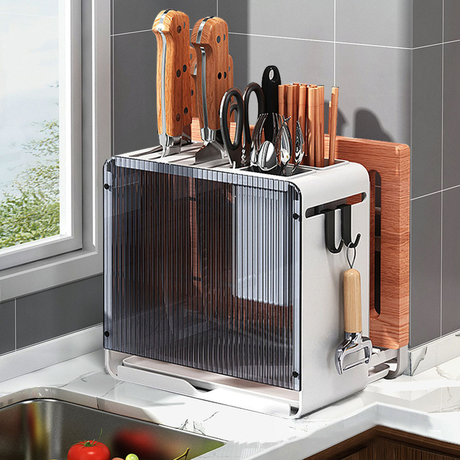 Image of Acrylic Knife and Utensil Holder with&hellip;