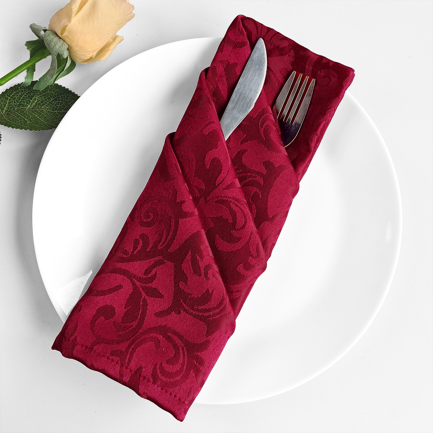 Image of Damask Swirl Pattern Polyester Table Napkins&hellip;