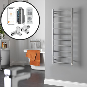 Alpine Wifi Dual Fuel Heated Towel Rail, Chrome
