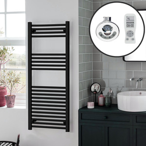 Bray Thermostatic Electric Heated Towel Rail, Black