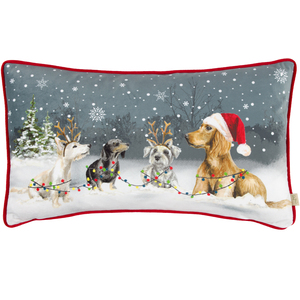 Christmas Dogs Piped Cushion