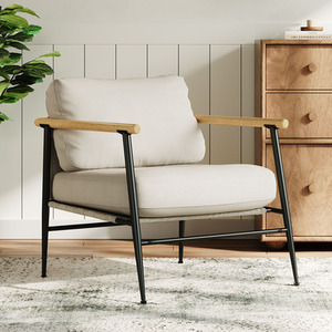 Linen Armchair with Thick Sponge Cushion