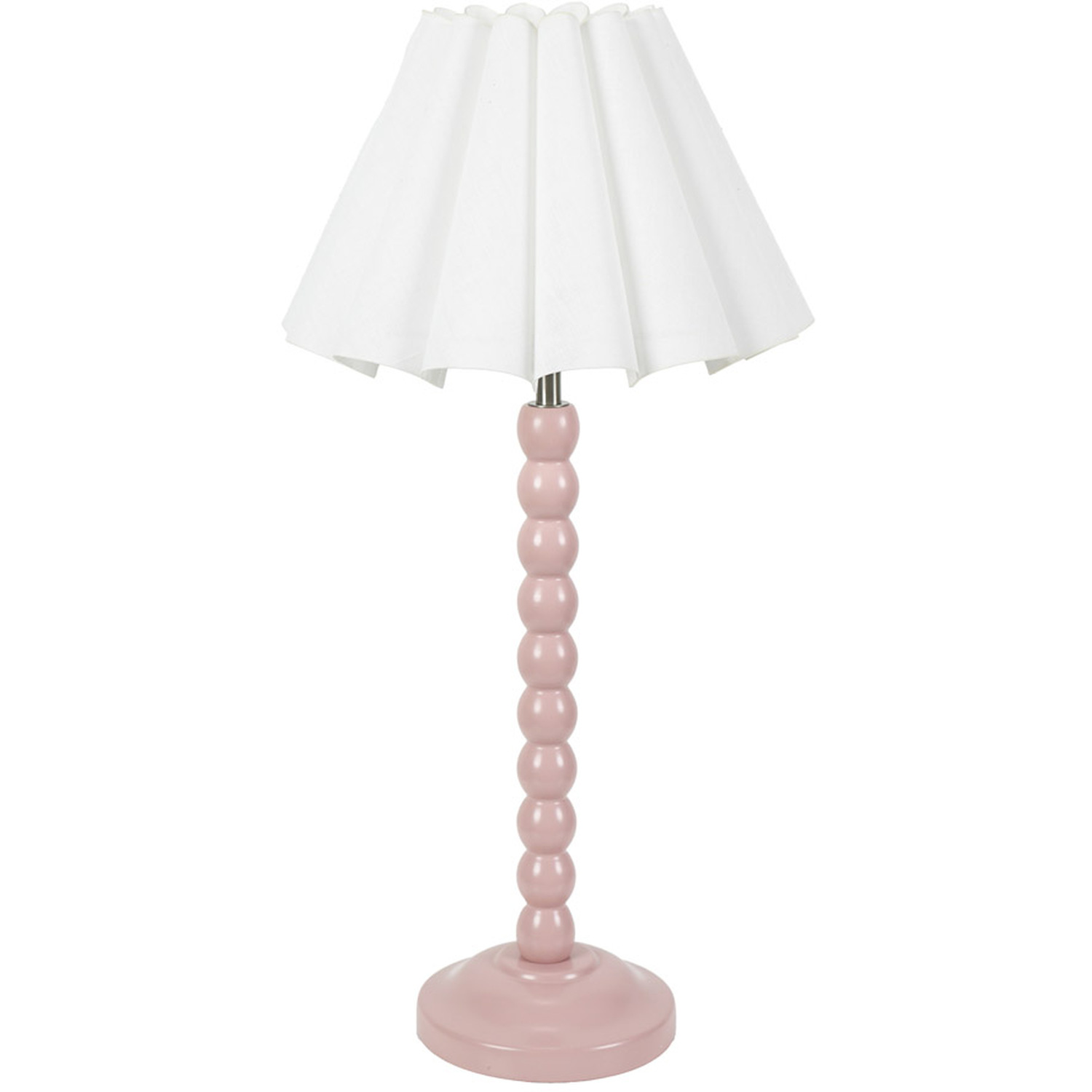 Bobbins Rose Pink Table Lamp with Scallop Tapered Lamp Shade - White / Bulb Included