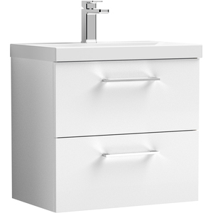 Wall Hung 2 Drawer Vanity Unit with Mid-Edge Ceramic Basin