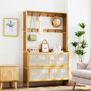 Wooden Entryway Shoe Display Storage Cabinet