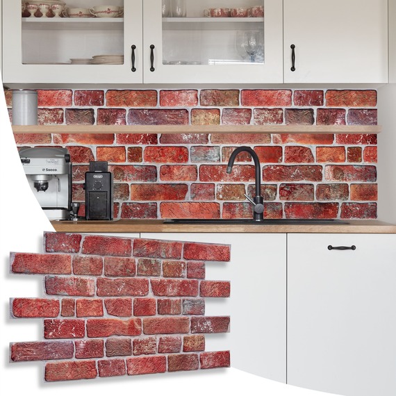 3D Wall Panels (96x48 cm) PVC Cladding Panel Retro Brick Effect