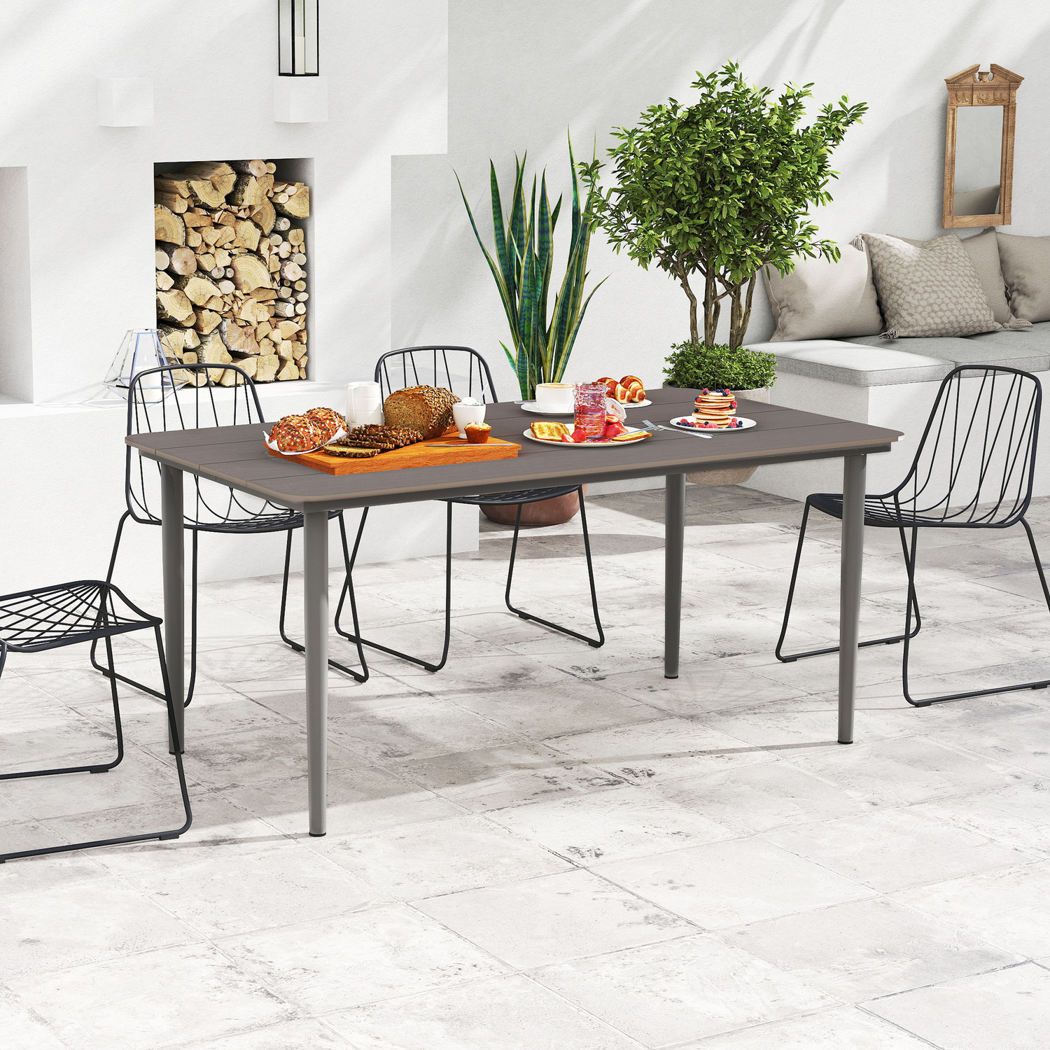 Outsunny Garden Table with Rust Resistant Metal Frame