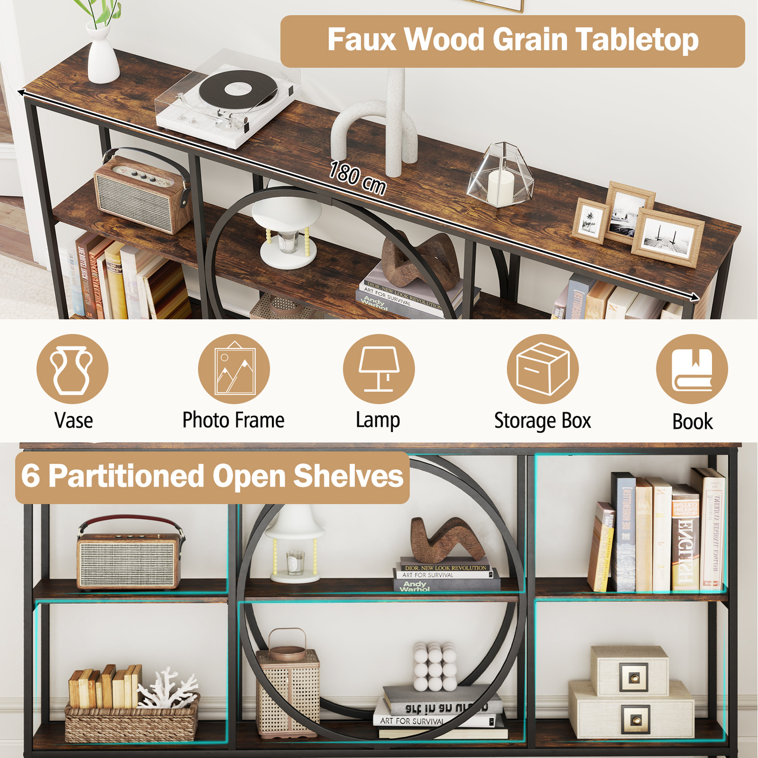 3-tier Console Table Entry Table - Brown