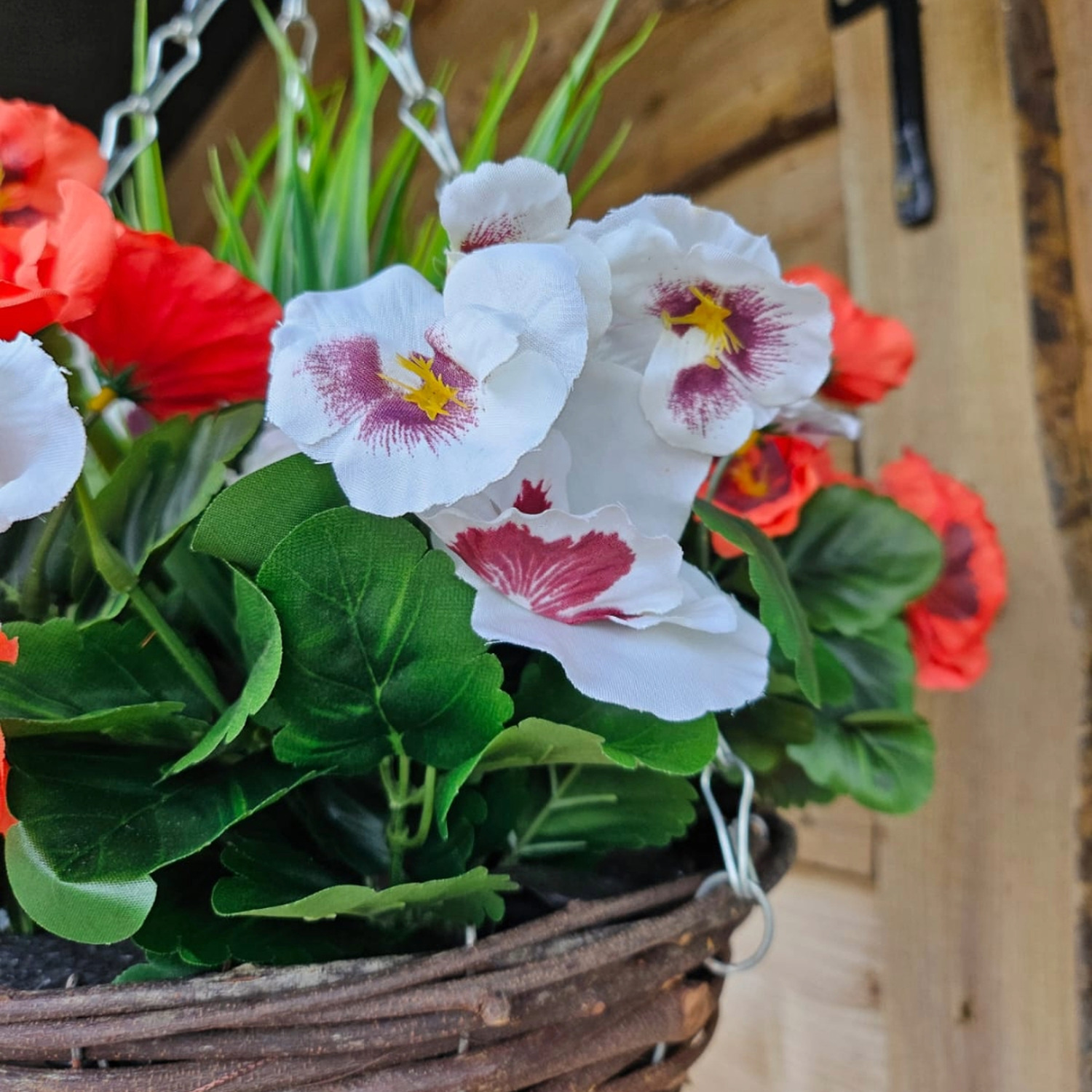 Best Artificial Pansy Hanging Basket - Red