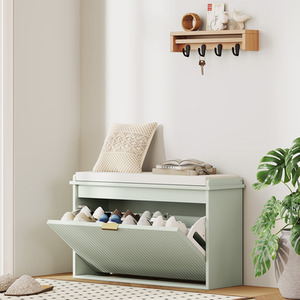 HOMCOM Shoe Bench with Padded Seat and Flip Drawer