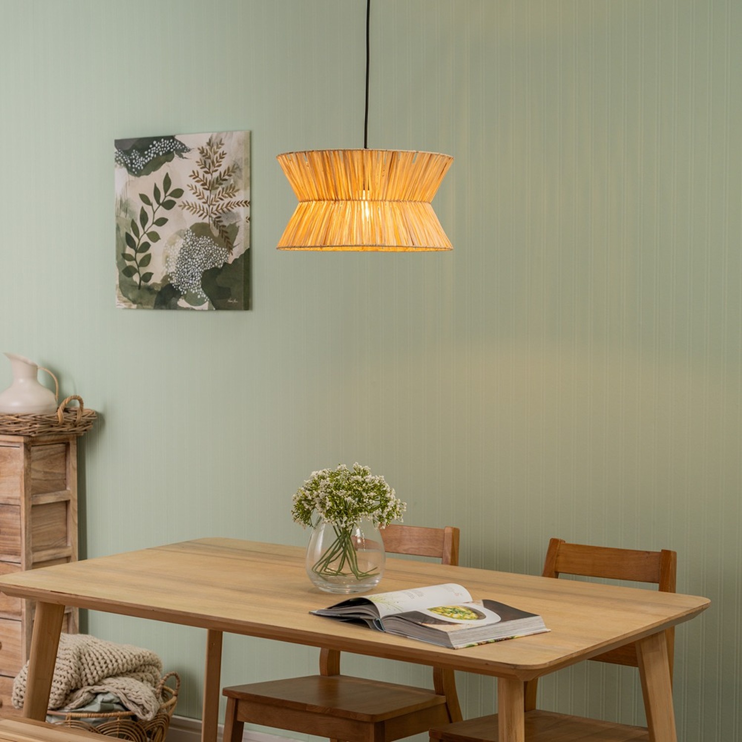 Maddie Handmade Natural Paper Rope Ceiling Light Shade and LED Bulb - Neutral