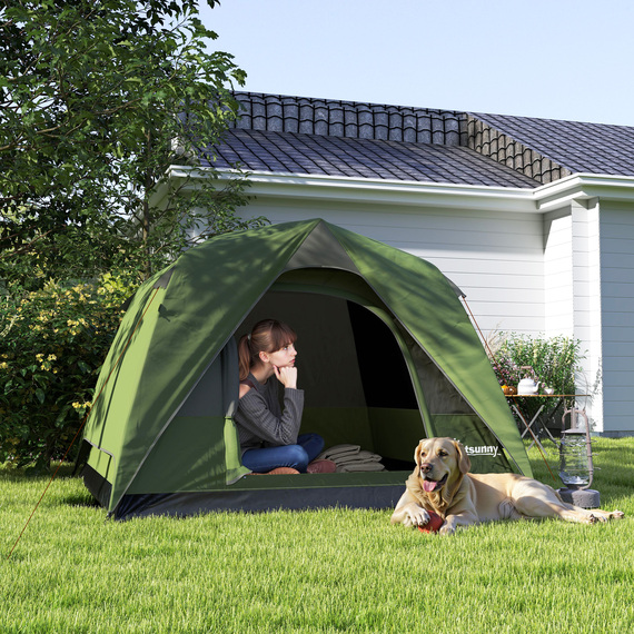 Outsunny 3-4 Person Camping Tent, 3-4 Man Tent