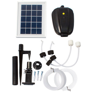 Solar Powered Oxygenator 2 Stone 120lph Air Pump Pond Battery Backup