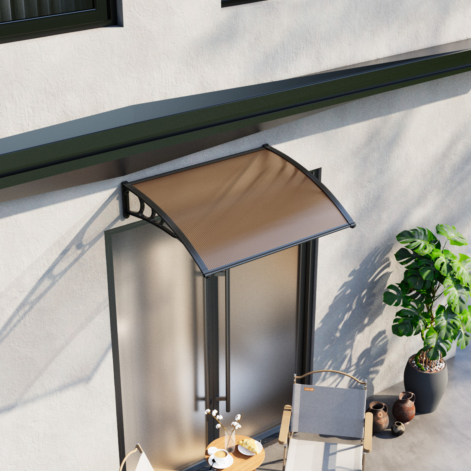 Image of Curved Overdoor Awning Rain Canopy -&hellip;
