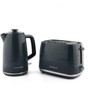 Miami Kettle and Toaster Set Charcoal Grey