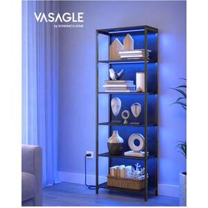 VASAGLE 6-Tier LED Bookshelf with Lights